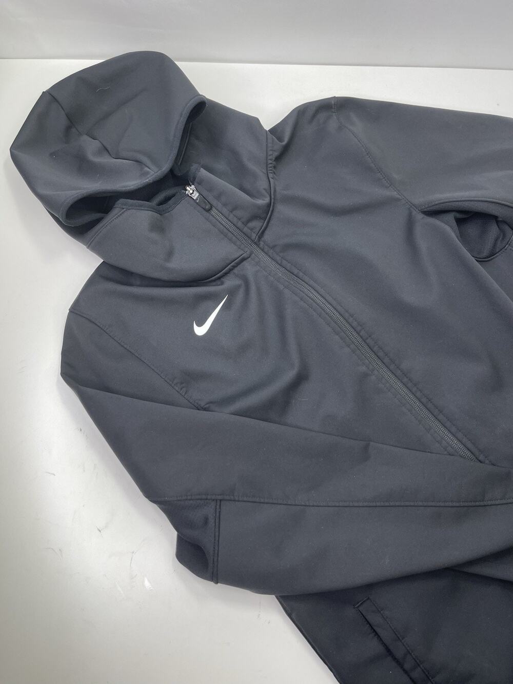Nike Dri-Fit Womens Parka Jacket XS Black Full Zip Hooded Long Softshell Coat